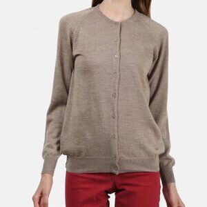 Monte Carlo Pure Wool Beige Solid Cardigan